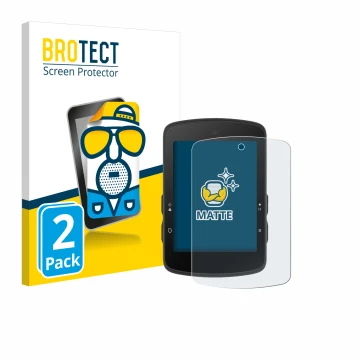 Front side of a product packaging with the brand logo BROTECT. Next to it is the device Bryton Rider S510 shown with the corre