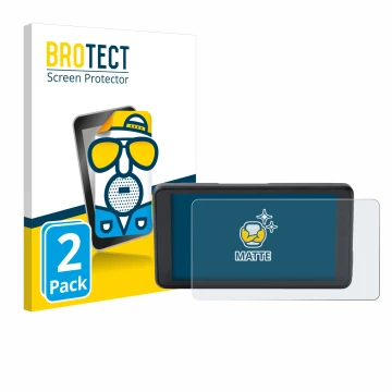 Front side of a product packaging with the brand logo BROTECT. Next to it is the device BMW ConnectedRide Navigator Full Cover