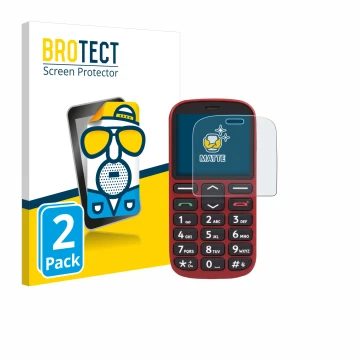 Front side of a product packaging with the brand logo BROTECT. Next to it is the device Doro 1360 shown with the corresponding