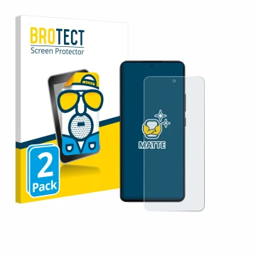 Front side of a product packaging with the brand logo BROTECT. Next to it is the device Oppo Reno 13 F shown with the correspo