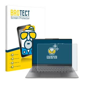 Front side of a product packaging with the brand logo BROTECT. Next to it is the device Lenovo Yoga 7i 2-in-1 Gen 10 14