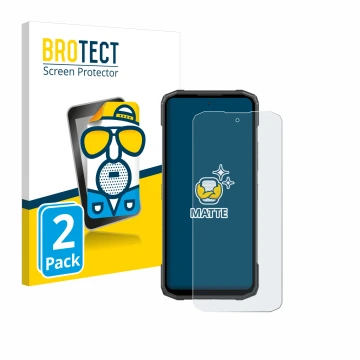 Front side of a product packaging with the brand logo BROTECT. Next to it is the device Doogee Blade 10 Power shown with the c