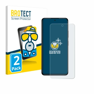 Front side of a product packaging with the brand logo BROTECT. Next to it is the device myPhone N23 Plus shown with the corres