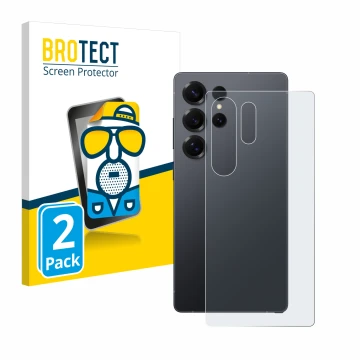 Front side of a product packaging with the brand logo BROTECT. Next to it is the device Samsung Galaxy S25 Ultra Enterprise Ed