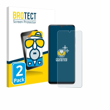 Front side of a product packaging with the brand logo BROTECT. Next to it is the device ZTE Blade V70 Max shown with the corre