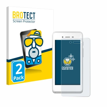 Front side of a product packaging with the brand logo BROTECT. Next to it is the device Pax A50 wallee shown with the correspo