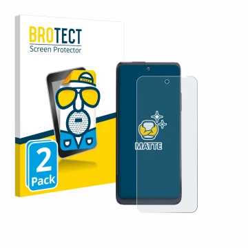 Front side of a product packaging with the brand logo BROTECT. Next to it is the device Thuraya One shown with the correspondi
