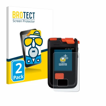 Front side of a product packaging with the brand logo BROTECT. Next to it is the device Mammut Barryvox S2 shown with the corr