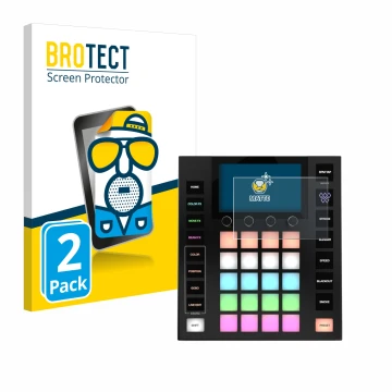 Front side of a product packaging with the brand logo BROTECT. Next to it is the device Wolfmix W1 MK2 shown with the correspo