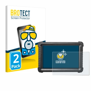 Front side of a product packaging with the brand logo BROTECT. Next to it is the device iCarsoft CR Ultra shown with the corre