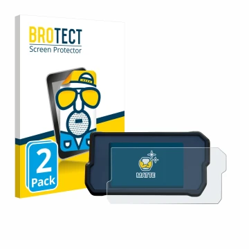 Front side of a product packaging with the brand logo BROTECT. Next to it is the device KTM RC125 / RC390 2022+ shown with the