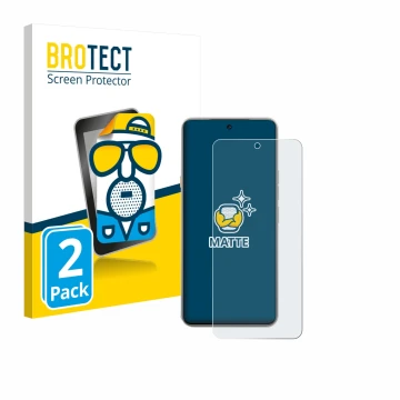 Front side of a product packaging with the brand logo BROTECT. Next to it is the device Tecno Camon 40 Premier shown with the 
