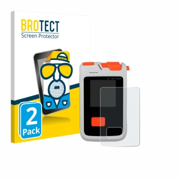 Front side of a product packaging with the brand logo BROTECT. Next to it is the device Mammut Barryvox Barryvox 2 shown with 