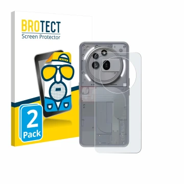 Front side of a product packaging with the brand logo BROTECT. Next to it is the device Nothing Phone (3a) Pro (Back) shown wi