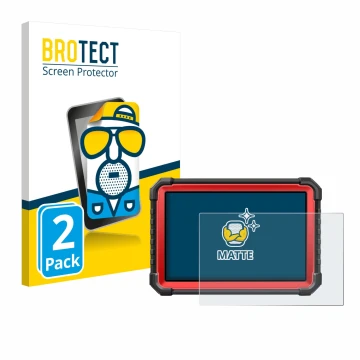 Front side of a product packaging with the brand logo BROTECT. Next to it is the device Launch X-431 PRO3S+ V5.0 shown with th