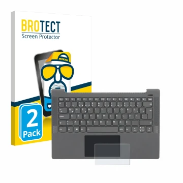 Front side of a product packaging with the brand logo BROTECT. Next to it is the device Lenovo IdeaPad 5 14ALC05 Touchpad show