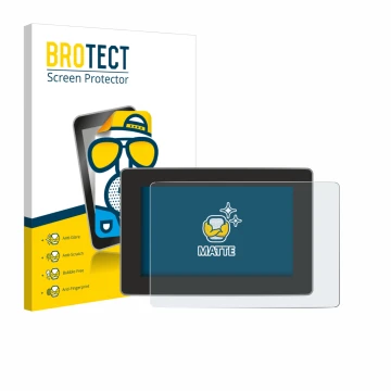 Front side of a product packaging with the brand logo BROTECT. Next to it is the device Tesla Model Y Juniper 2025 shown with 