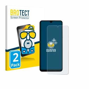 Front side of a product packaging with the brand logo BROTECT. Next to it is the device Xiaomi Poco C71 shown with the corresp