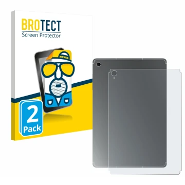 Front side of a product packaging with the brand logo BROTECT. Next to it is the device Samsung Galaxy Tab S10 FE+ (Back) show