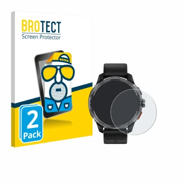 Front side of a product packaging with the brand logo BROTECT. Next to it is the device Haylou Solar Ultra shown with the corr