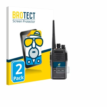 Front side of a product packaging with the brand logo BROTECT. Next to it is the device Midland G18 Pro PMR shown with the cor