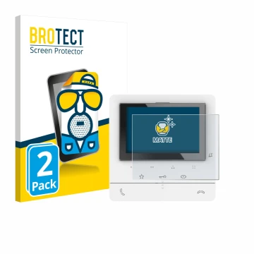 Front side of a product packaging with the brand logo BROTECT. Next to it is the device Biticino 344672 shown with the corresp
