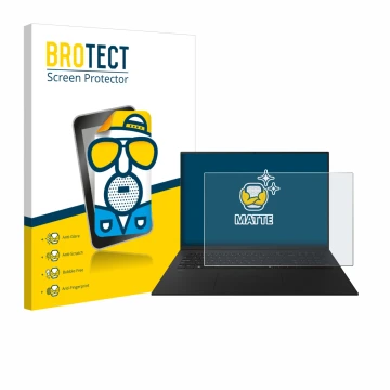 Front side of a product packaging with the brand logo BROTECT. Next to it is the device LG gram 17