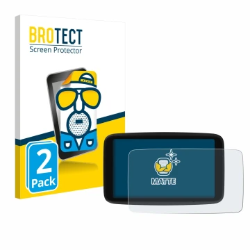 Front side of a product packaging with the brand logo BROTECT. Next to it is the device TomTom Go Navigator 6 (2nd generation)
