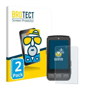 Front side of a product packaging with the brand logo BROTECT. Next to it is the device Wahoo Elemnt Roam 3 shown with the cor