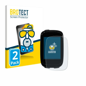 Front side of a product packaging with the brand logo BROTECT. Next to it is the device Decathlon Van Rysel GPS 500 shown with