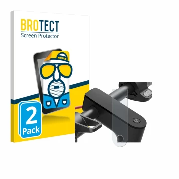 Front side of a product packaging with the brand logo BROTECT. Next to it is the device Xiaomi Electric Scooter 4 shown with t