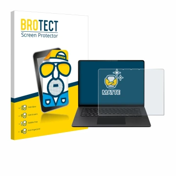 Front side of a product packaging with the brand logo BROTECT. Next to it is the device Microsoft Surface Laptop 15