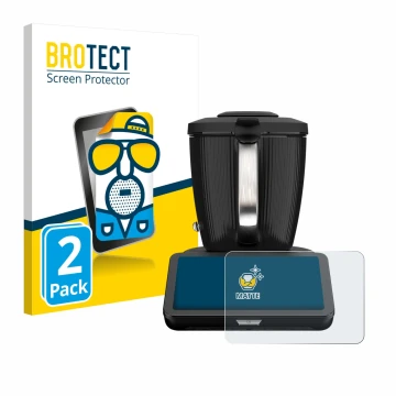 Front side of a product packaging with the brand logo BROTECT. Next to it is the device Vorwerk Bimby TM7 shown with the corre