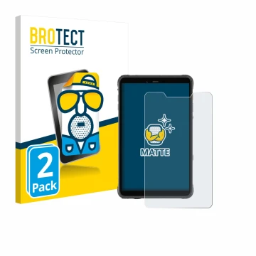 Front side of a product packaging with the brand logo BROTECT. Next to it is the device Ulefone Armor Pad Pro shown with the c