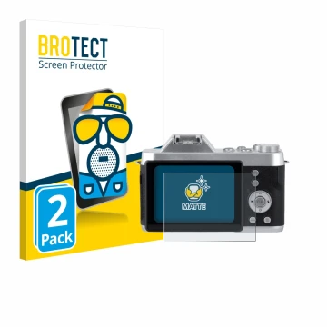 Front side of a product packaging with the brand logo BROTECT. Next to it is the device Rollei Powerflex 10x Retro shown with 