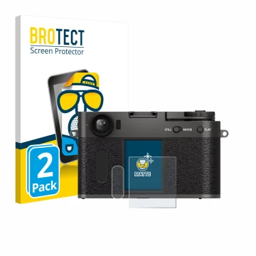 Front side of a product packaging with the brand logo BROTECT. Next to it is the device Fujifilm X Half X-HF1 shown with the c