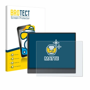 Front side of a product packaging with the brand logo BROTECT. Next to it is the device Boox Tab X C shown with the correspond