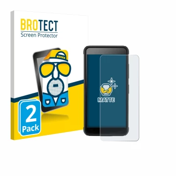 Front side of a product packaging with the brand logo BROTECT. Next to it is the device SkyCaddie Pro 4X shown with the corres