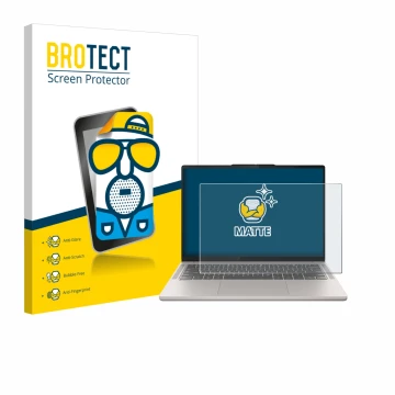 Front side of a product packaging with the brand logo BROTECT. Next to it is the device Lenovo Chromebook Plus 14 shown with t