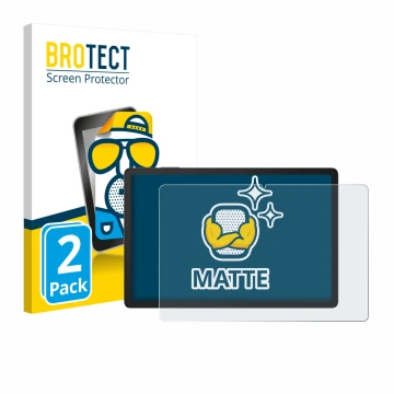 Front side of a product packaging with the brand logo BROTECT. Next to it is the device Doogee Tab G6 Plus shown with the corr