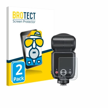 Front side of a product packaging with the brand logo BROTECT. Next to it is the device Godox V100 shown with the correspondin