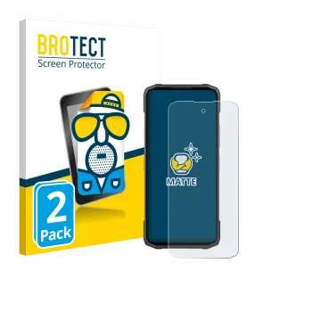 Front side of a product packaging with the brand logo BROTECT. Next to it is the device Doogee Blade 20 shown with the corresp