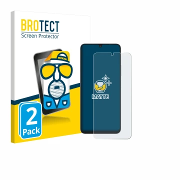 Front side of a product packaging with the brand logo BROTECT. Next to it is the device Blackview Shark 6 5G shown with the co