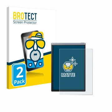 Front side of a product packaging with the brand logo BROTECT. Next to it is the device iflytek Ainote Air 2 shown with the co