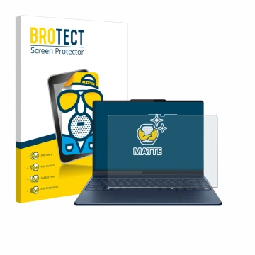 Front side of a product packaging with the brand logo BROTECT. Next to it is the device Lenovo Yoga Pro 9i Gen 10 Aura Edition