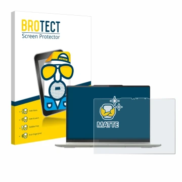 Front side of a product packaging with the brand logo BROTECT. Next to it is the device Lenovo Yoga 7 2-in-1 Gen 10 14