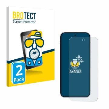 Front side of a product packaging with the brand logo BROTECT. Next to it is the device Google Pixel 10 Pro shown with the cor