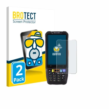 Front side of a product packaging with the brand logo BROTECT. Next to it is the device Point Mobile PM68 shown with the corre