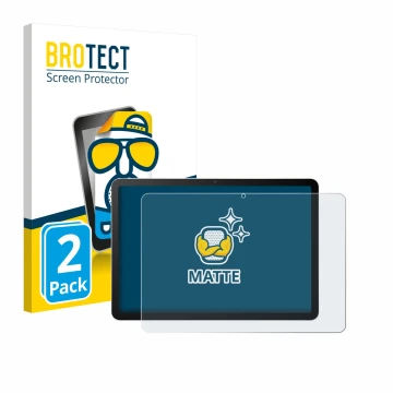 Front side of a product packaging with the brand logo BROTECT. Next to it is the device Wacom MovinkPad 11 shown with the corr