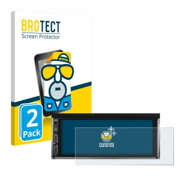 Front side of a product packaging with the brand logo BROTECT. Next to it is the device Hikity Carplay 6.86